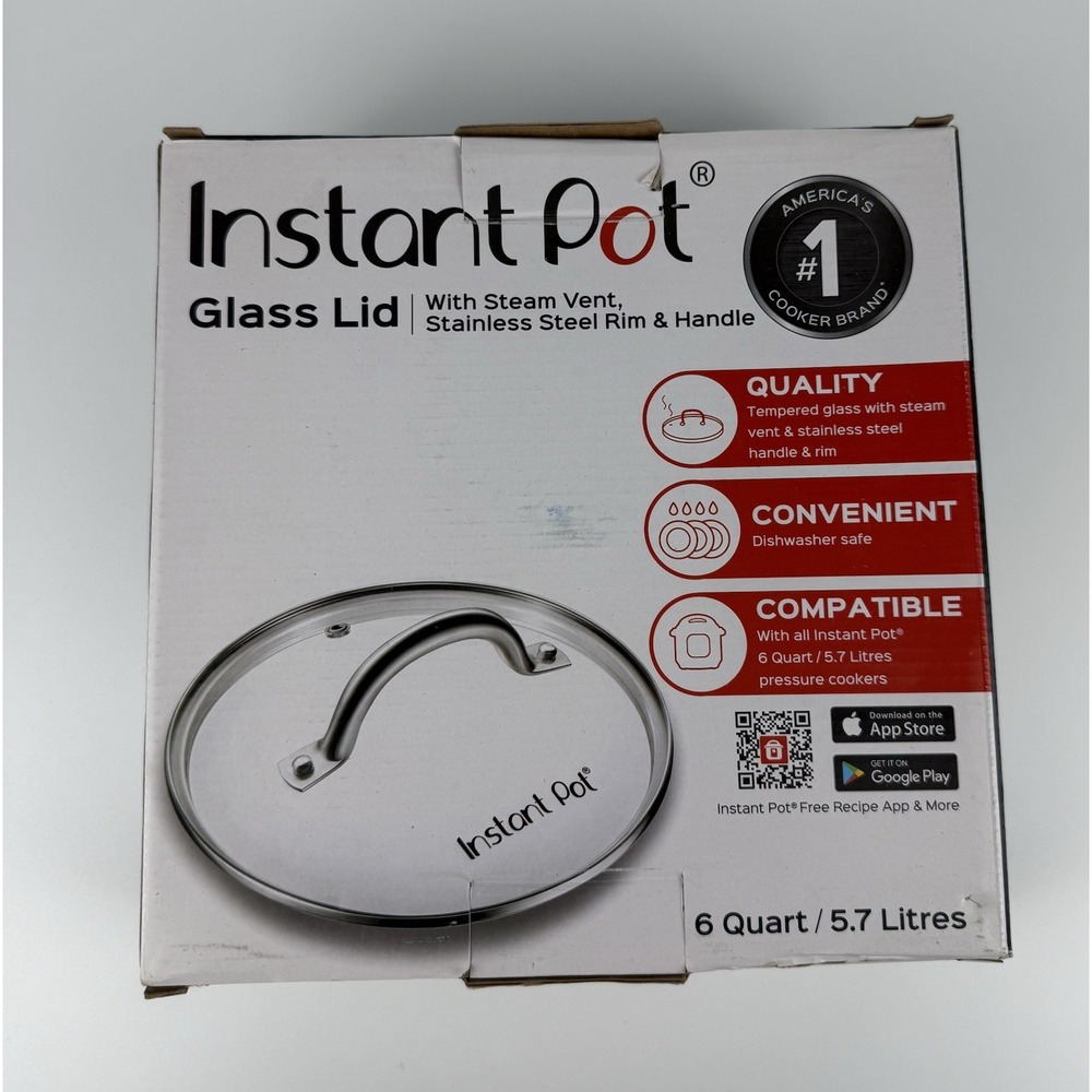 Instant Pot 6 Qt Tempered Glass Lid Replacement w/ Steam Vent Stainless Handle
